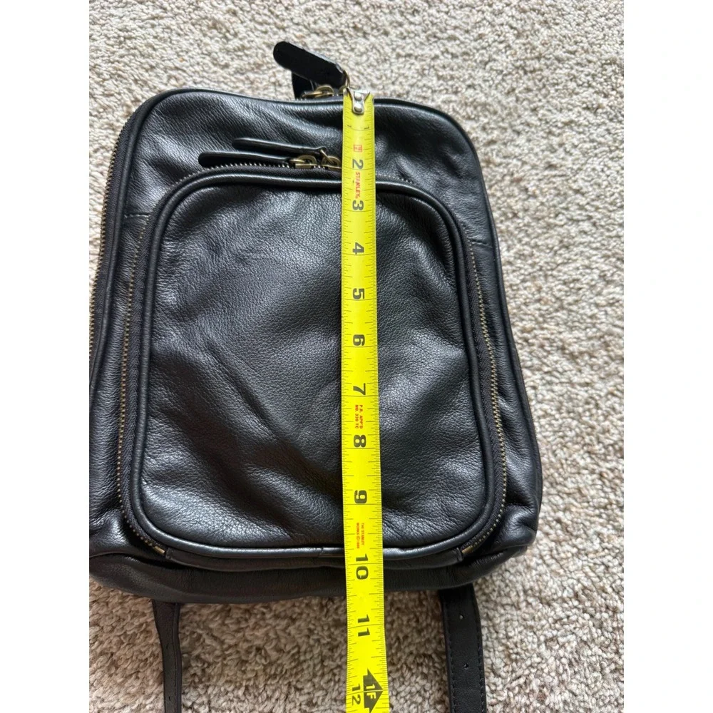 Margot Black Pebbled Leather Small Backpack Purse Minimalist Bag